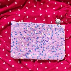 Sequin Lavender Makeup Bag